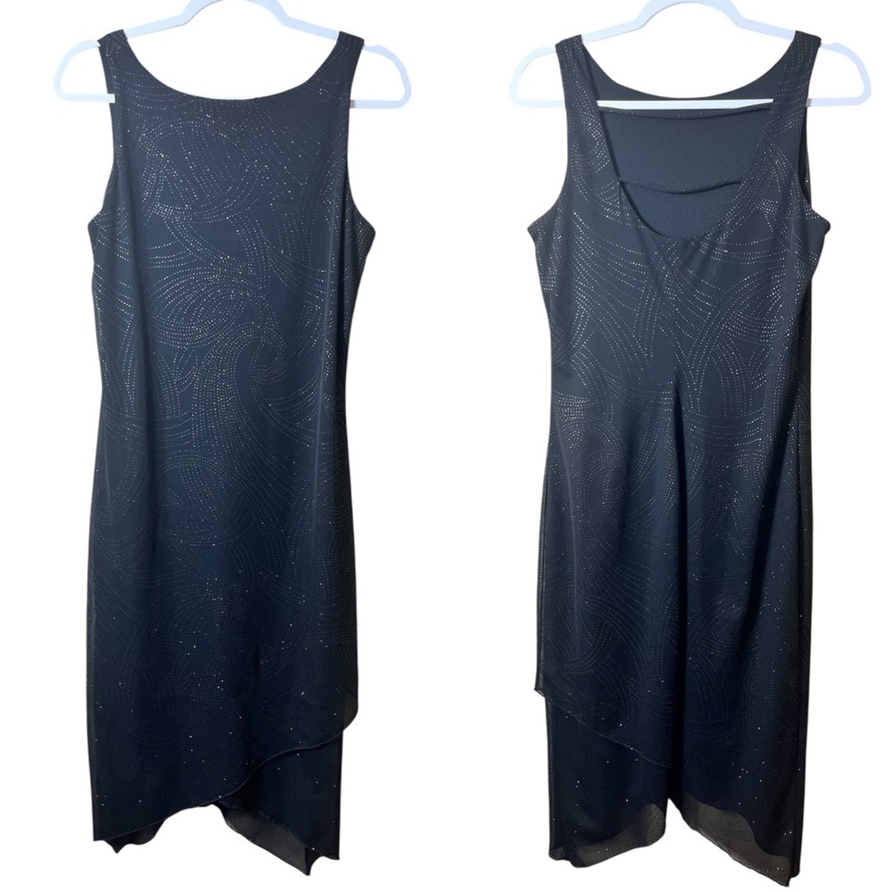 Vintage Whimsygoth Fairy Black Sparkle Slip Dress Large‎ | Party Y2K Glam Gothic